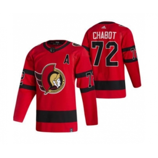 Men's Ottawa Senators 72 Thomas Chabot Red 2020-21 Reverse Retro Alternate Hockey Jersey