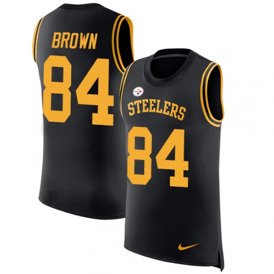 Men's Nike Pittsburgh Steelers 84 Antonio Brown Limited Black Rush Player Name & Number Tank Top NFL Jersey