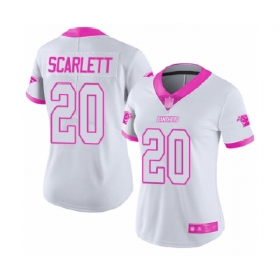 Women's Carolina Panthers 20 Jordan Scarlett Limited White Pink Rush Fashion Football Jersey