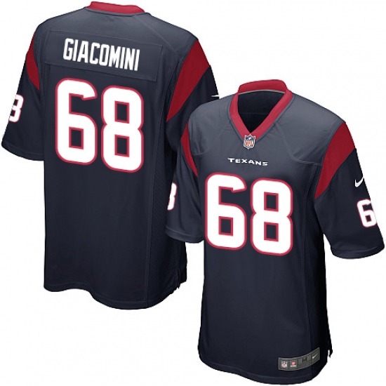 Men's Nike Houston Texans 68 Breno Giacomini Game Navy Blue Team Color NFL Jersey