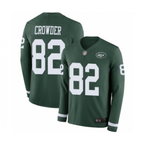 Youth New York Jets 82 Jamison Crowder Limited Green Therma Long Sleeve Football Jersey