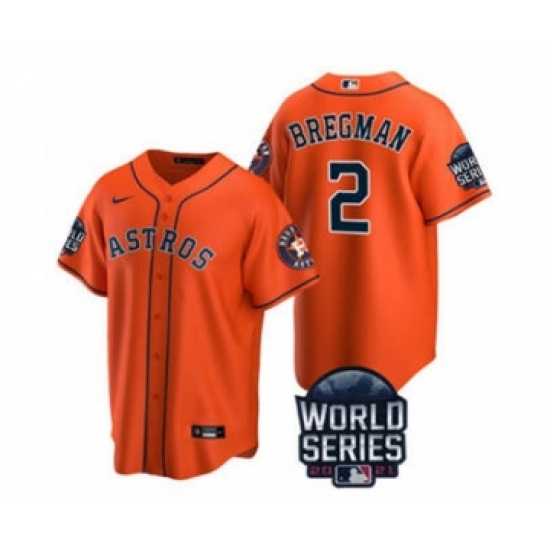 Men's Houston Astros 2 Alex Bregman 2021 Orange World Series Cool Base Stitched Baseball Jersey