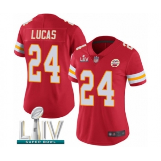 Women's Kansas City Chiefs 24 Jordan Lucas Red Team Color Vapor Untouchable Limited Player Super Bowl LIV Bound Football Jersey