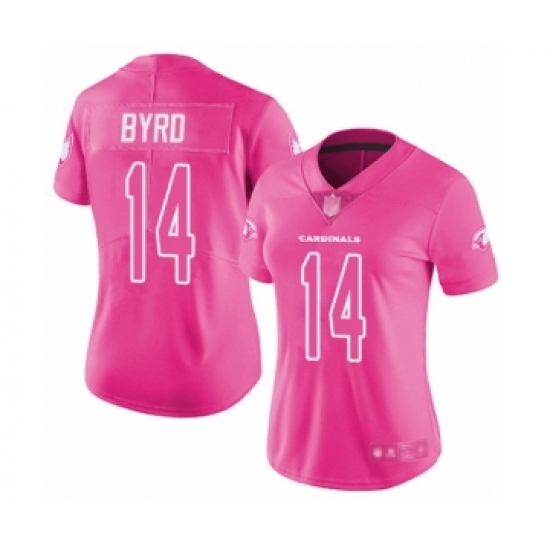 Women's Arizona Cardinals 14 Damiere Byrd Limited Pink Rush Fashion Football Jersey