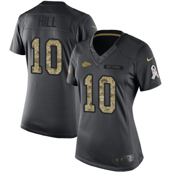 Women's Nike Kansas City Chiefs 10 Tyreek Hill Limited Black 2016 Salute to Service NFL Jersey