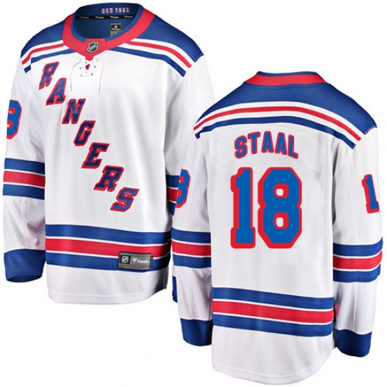 Youth New York Rangers 18 Marc Staal Fanatics Branded White Away Breakaway NHL Jersey