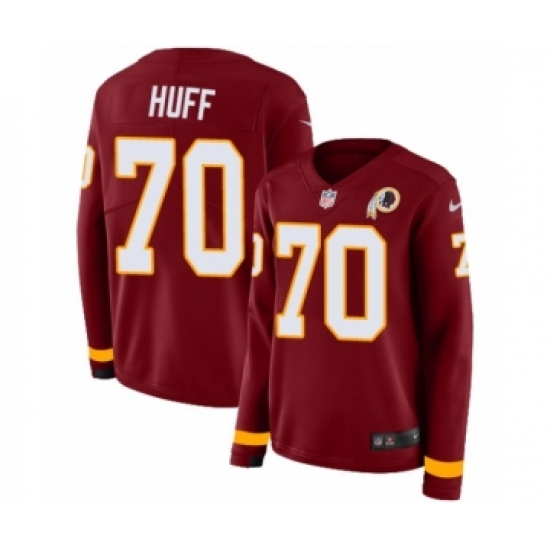 Women's Nike Washington Redskins 70 Sam Huff Limited Burgundy Therma Long Sleeve NFL Jersey