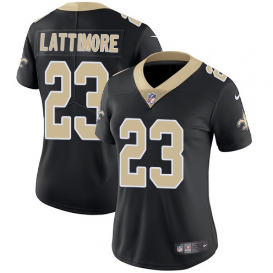 Women's Nike New Orleans Saints 23 Marshon Lattimore Black Team Color Vapor Untouchable Limited Player NFL Jersey