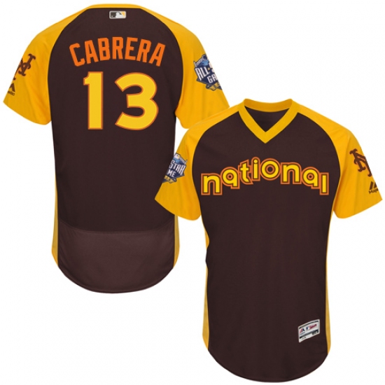 Men's Majestic New York Mets 13 Asdrubal Cabrera Brown 2016 All-Star National League BP Authentic Collection Flex Base MLB Jersey