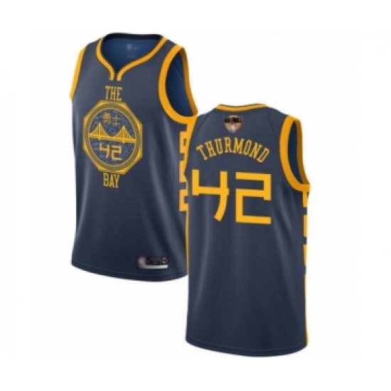 Women's Golden State Warriors 42 Nate Thurmond Swingman Navy Blue Basketball 2019 Basketball Finals Bound Jersey - City Edition