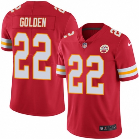 Men's Nike Kansas City Chiefs 22 Robert Golden Red Team Color Vapor Untouchable Limited Player NFL Jersey