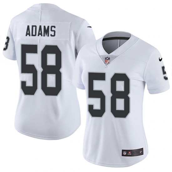 Women's Nike Oakland Raiders 58 Tyrell Adams White Vapor Untouchable Limited Player NFL Jersey