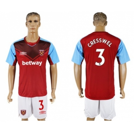 West Ham United 3 Cresswel Home Soccer Club Jersey