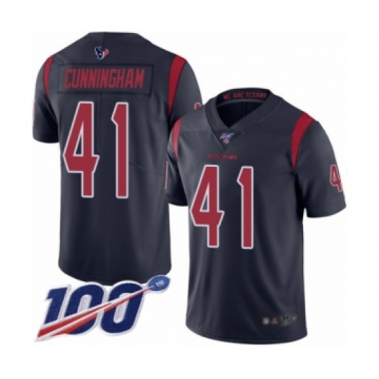 Men's Houston Texans 41 Zach Cunningham Limited Navy Blue Rush Vapor Untouchable 100th Season Football Jersey