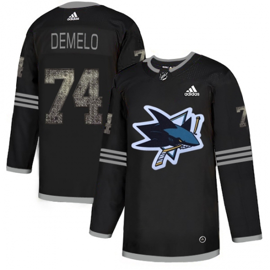 Men's Adidas San Jose Sharks 74 Dylan DeMelo Black Authentic Classic Stitched NHL Jersey