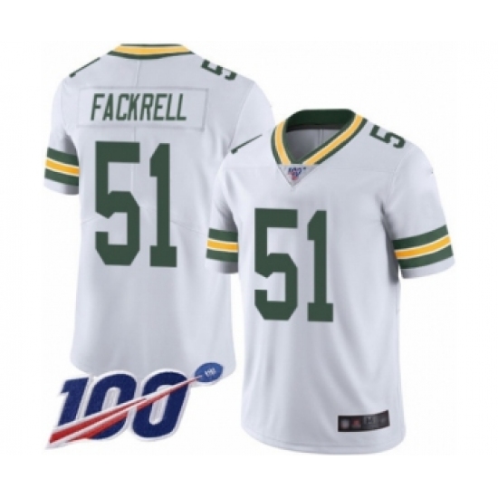 Men's Green Bay Packers 51 Kyler Fackrell White Vapor Untouchable Limited Player 100th Season Football Jersey