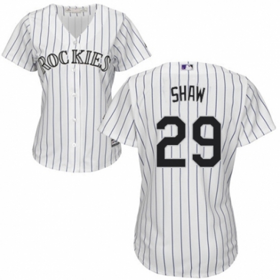 Women's Majestic Colorado Rockies 29 Bryan Shaw Replica White Home Cool Base MLB Jersey