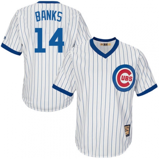 Men's Majestic Chicago Cubs 14 Ernie Banks Authentic White Home Cooperstown MLB Jersey