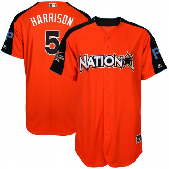 Men's Majestic Pittsburgh Pirates 5 Josh Harrison Authentic Orange National League 2017 MLB All-Star MLB Jersey