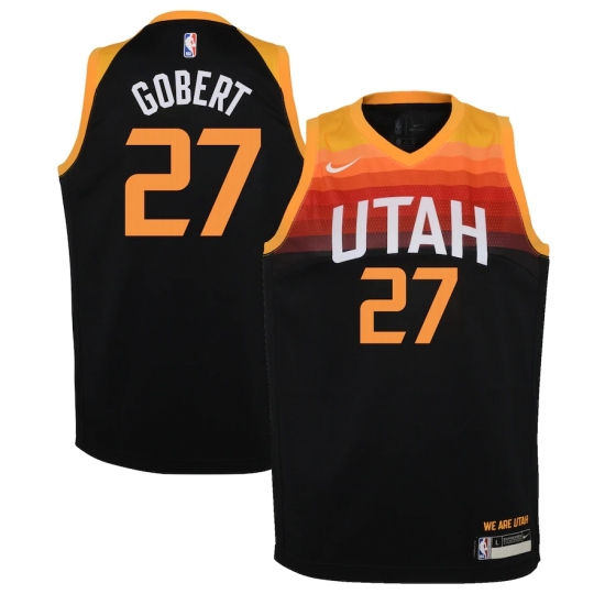 Youth Utah Jazz 27 Rudy Gobert Nike Black 2020-21 Swingman Jersey