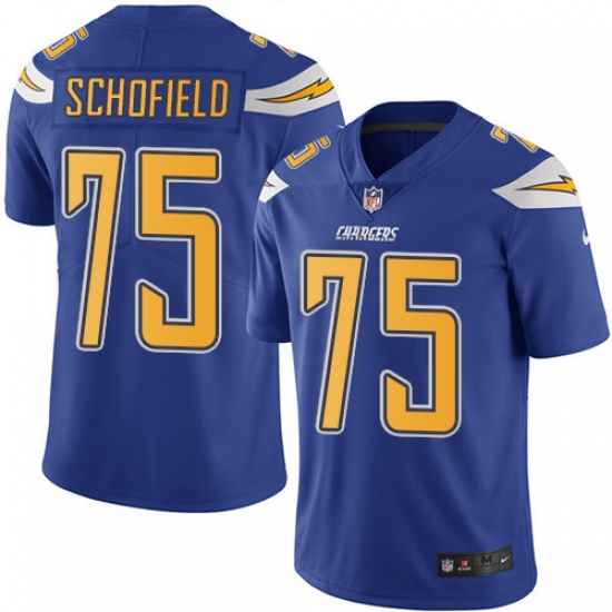 Men's Nike Los Angeles Chargers 75 Michael Schofield Elite Electric Blue Rush Vapor Untouchable NFL Jersey