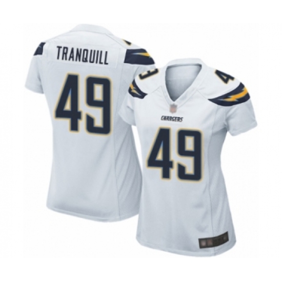 Women's Los Angeles Chargers 49 Drue Tranquill Game White Football Jersey