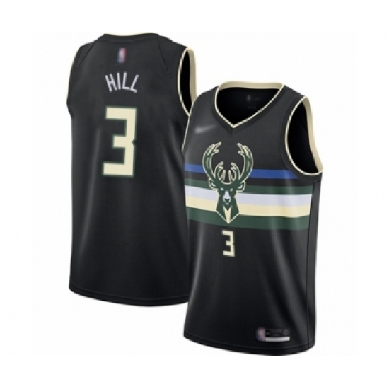 Youth Milwaukee Bucks 3 George Hill Swingman Black Finished Basketball Jersey - Statement Edition