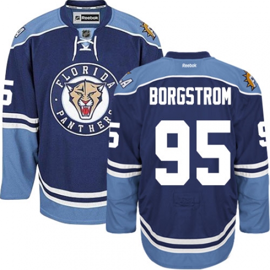 Men's Reebok Florida Panthers 95 Henrik Borgstrom Premier Navy Blue Third NHL Jersey