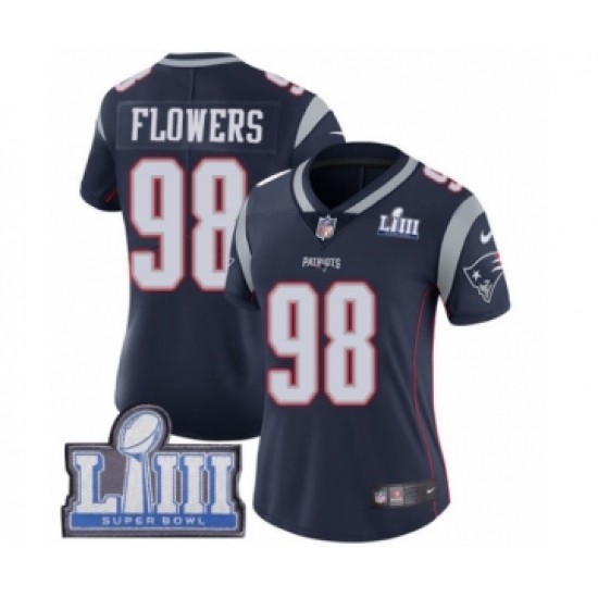 Women's Nike New England Patriots 98 Trey Flowers Navy Blue Team Color Vapor Untouchable Limited Player Super Bowl LIII Bound NFL Jersey