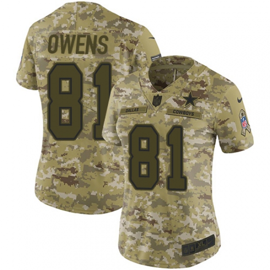 Women's Nike Dallas Cowboys 81 Terrell Owens Limited Camo 2018 Salute to Service NFL Jersey