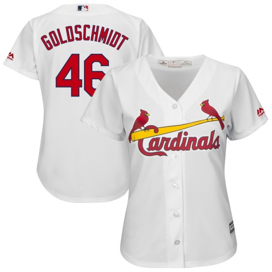 Women's St. Louis Cardinals 46 Paul Goldschmidt Majestic White Home Official Cool Base Player Jersey