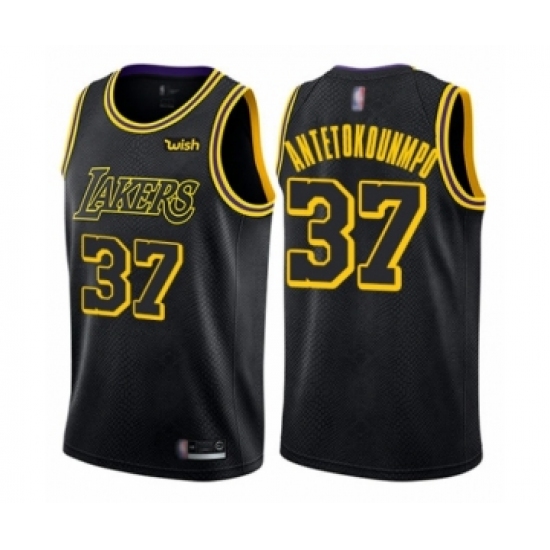 Men's Los Angeles Lakers 37 Kostas Antetokounmpo Authentic Black City Edition Basketball Jersey