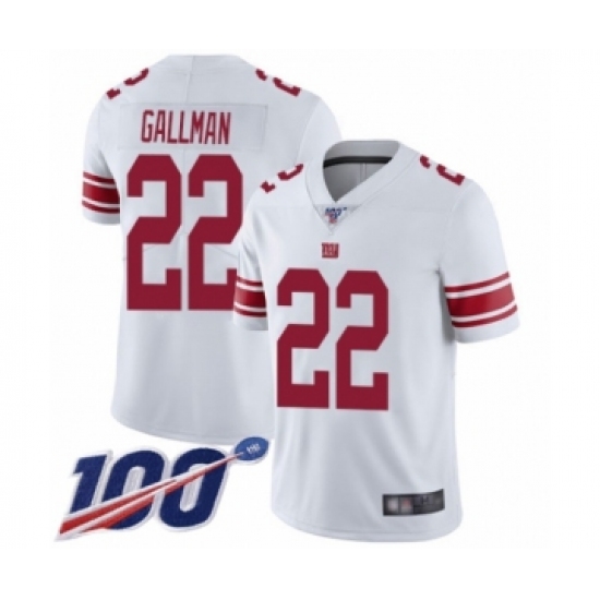 Men's New York Giants 22 Wayne Gallman White Vapor Untouchable Limited Player 100th Season Football Jersey