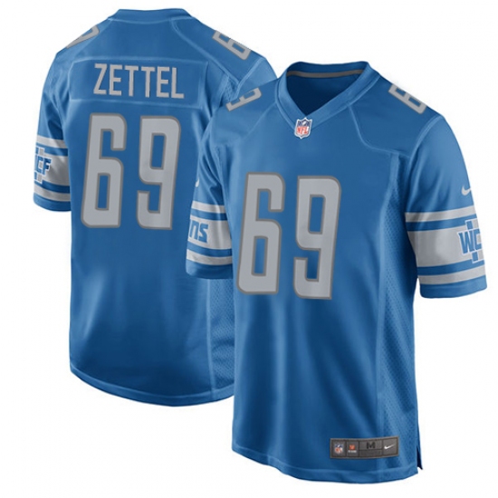 Men's Nike Detroit Lions 69 Anthony Zettel Game Blue Team Color NFL Jersey