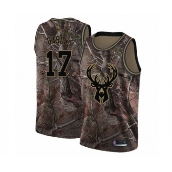 Men's Milwaukee Bucks 17 Pau Gasol Swingman Camo Realtree Collection Basketball Jersey