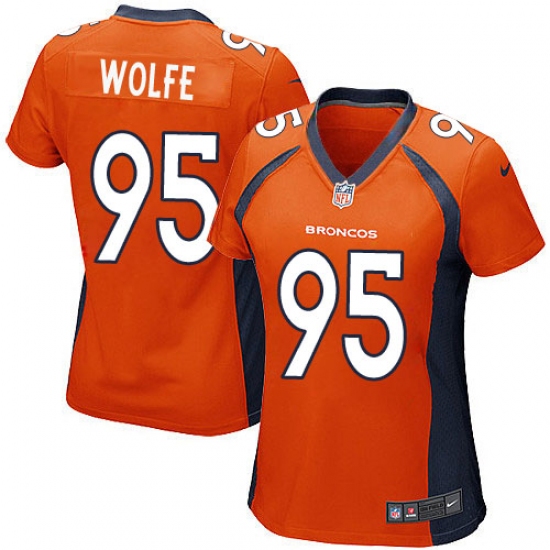 Women's Nike Denver Broncos 95 Derek Wolfe Game Orange Team Color NFL Jersey