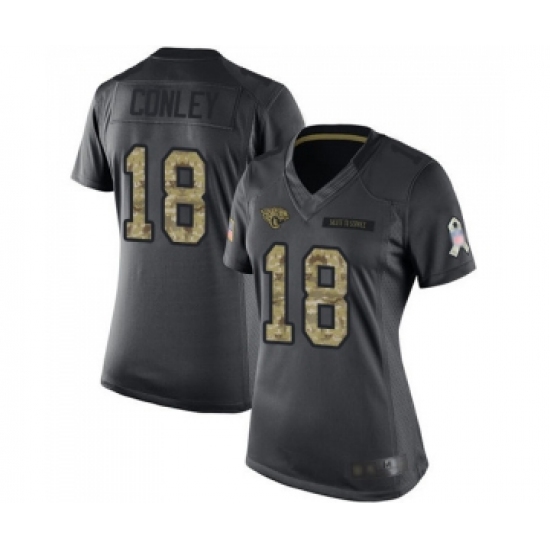 Women's Jacksonville Jaguars 18 Chris Conley Limited Black 2016 Salute to Service Football Jersey