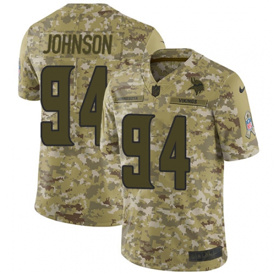 Youth Nike Minnesota Vikings 94 Jaleel Johnson Limited Camo 2018 Salute to Service NFL Jersey