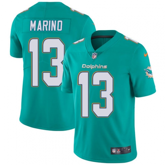 Youth Nike Miami Dolphins 13 Dan Marino Elite Aqua Green Team Color NFL Jersey