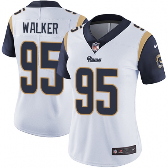 Women's Nike Los Angeles Rams 95 Tyrunn Walker Elite White NFL Jersey