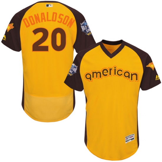 Men's Majestic Toronto Blue Jays 20 Josh Donaldson Yellow 2016 All-Star American League BP Authentic Collection Flex Base MLB Jersey