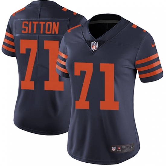 Women's Nike Chicago Bears 71 Josh Sitton Navy Blue Alternate Vapor Untouchable Limited Player NFL Jersey