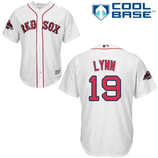 Youth Majestic Boston Red Sox 19 Fred Lynn Authentic White Home Cool Base 2018 World Series Champions MLB Jersey