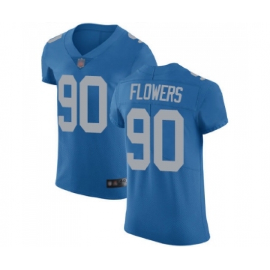 Men's Detroit Lions 90 Trey Flowers Blue Alternate Vapor Untouchable Elite Player Football Jersey