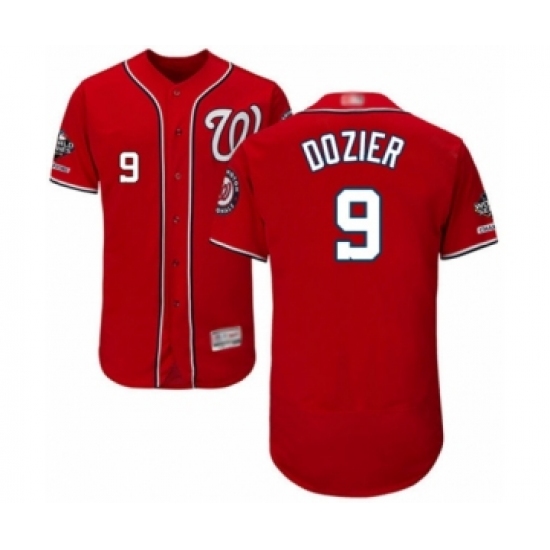 Men's Washington Nationals 9 Brian Dozier Red Alternate Flex Base Authentic Collection 2019 World Series Champions Baseball Jersey