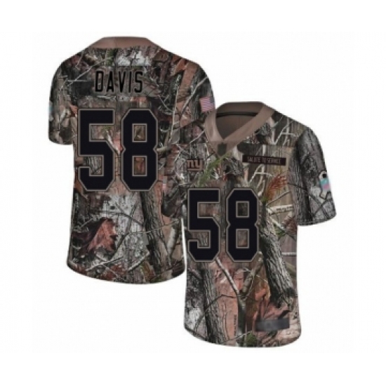 Men's New York Giants 58 Tae Davis Limited Camo Rush Realtree Football Jersey