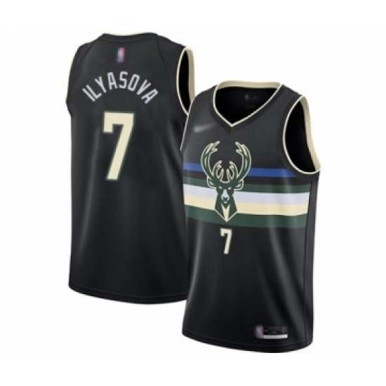 Women's Milwaukee Bucks 7 Ersan Ilyasova Swingman Black Finished Basketball Jersey - Statement Edition