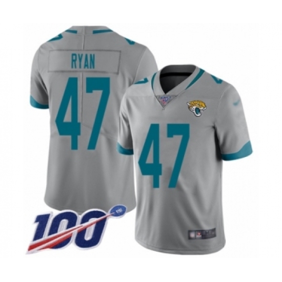 Men's Jacksonville Jaguars 47 Jake Ryan Silver Inverted Legend Limited 100th Season Football Jersey