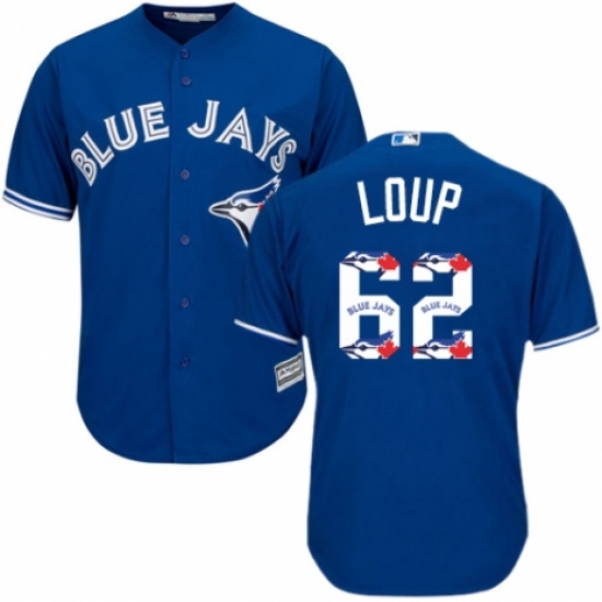 Men's Majestic Toronto Blue Jays 62 Aaron Loup Authentic Blue Team Logo Fashion MLB Jersey