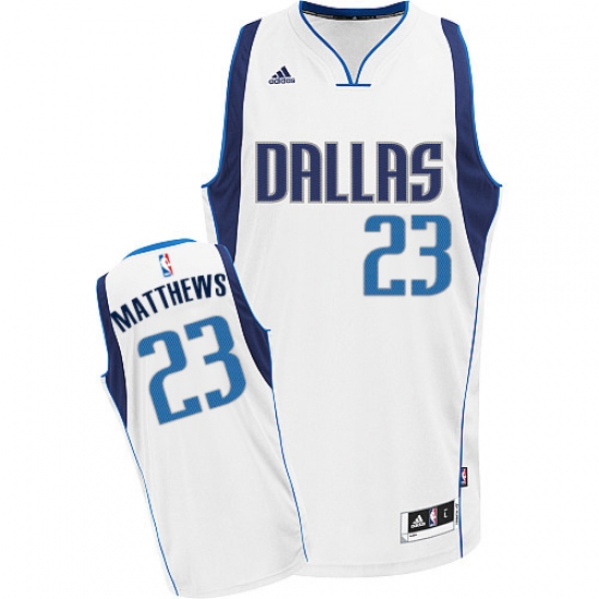 Youth Adidas Dallas Mavericks 23 Wesley Matthews Swingman White Home NBA Jersey